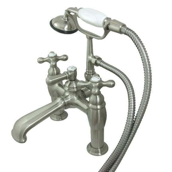 Kingston Brass CC609T8 Vintage 7" Center Deck-Mount Clawfoot Tub Faucet with Hand Shower, Brushed Nickel
