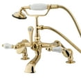 thumbnail image 1 of Kingston Brass CC653T2 Vintage 7" Adjustable Center Deck-Mount Clawfoot Tub Faucet with Hand Shower, Polished Brass, 1 of 5