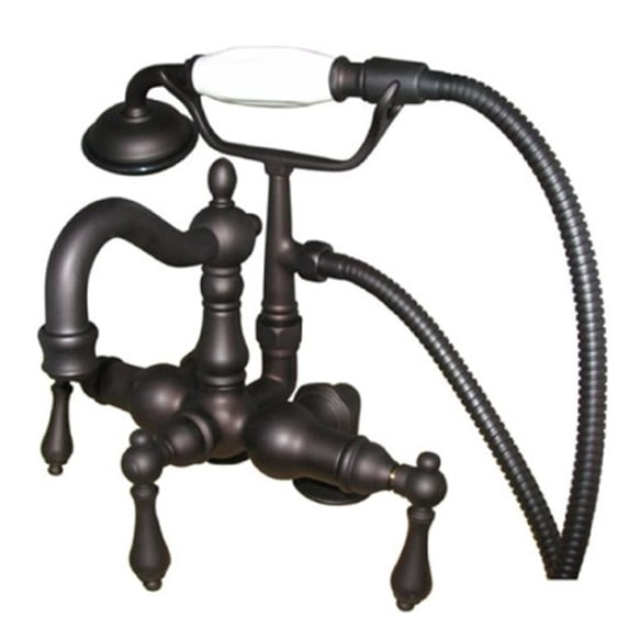 Kingston Brass CC1013T5 3 . 375 Inch Center Spread Tub-Deck Mount Clawfoot Tub Filler With Hand Shower - Oil Rubbed