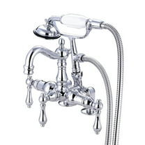 Kingston Brass CC1014T1 Vintage 3-3/8" Center Deck-Mount Clawfoot Tub Faucet with Hand Shower, Polished Chrome
