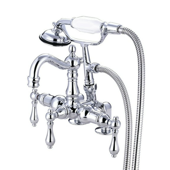 Kingston Brass CC1014T1 Vintage 3-3/8" Center Deck-Mount Clawfoot Tub Faucet with Hand Shower, Polished Chrome
