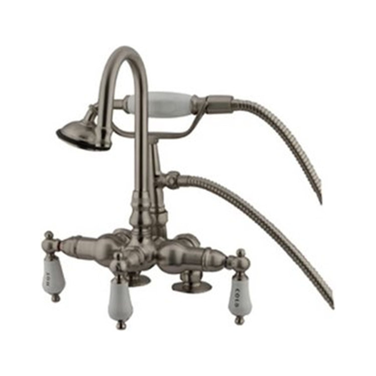 Kingston Brass AE23T7 Vintage Badewannen-Armatur – Gebürstetes Messing, Mit Handbrause, Für Klauenfuß-Wannen