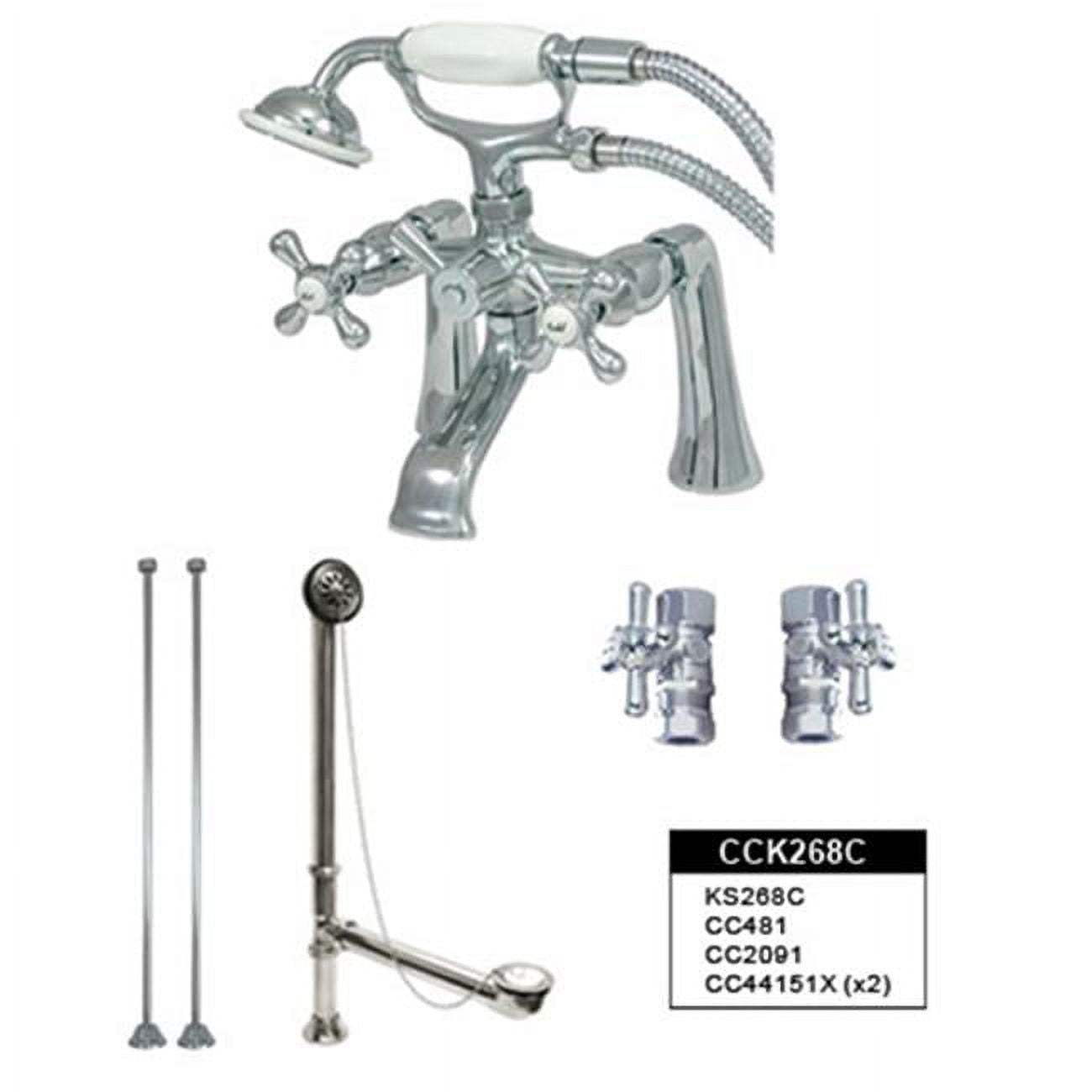 Vintage Polished Chrome Deck Mount Clawfoot Tub Faucet Package