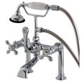 thumbnail image 1 of Kingston Brass AE110T1 Aqua Vintage 7" Center Deck-Mount Clawfoot Tub Faucet with Hand Shower, Polished Chrome, 1 of 8