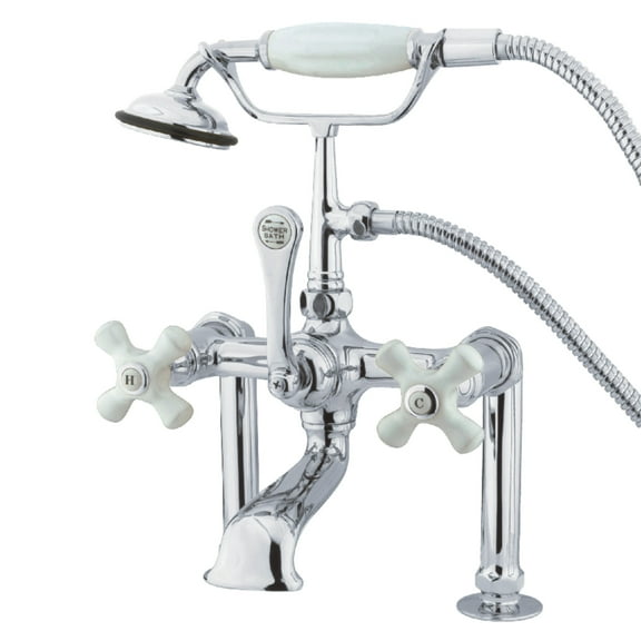 Kingston Brass CC112T1 Vintage 7" Center Deck-Mount Clawfoot Tub Faucet with Hand Shower, Polished Chrome