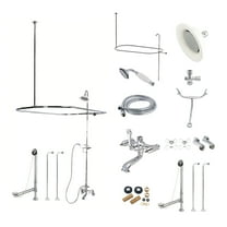 Kingston Brass CCK1141PX Vintage Tub Wall Mount Clawfoot Tub Faucet Package with Shower Enclosure and Hand Shower, Polished Chrome