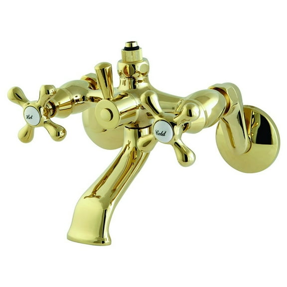Kingston Brass CC2662 Vintage Wall Mount Tub Faucet with Riser Adapter, Polished Brass