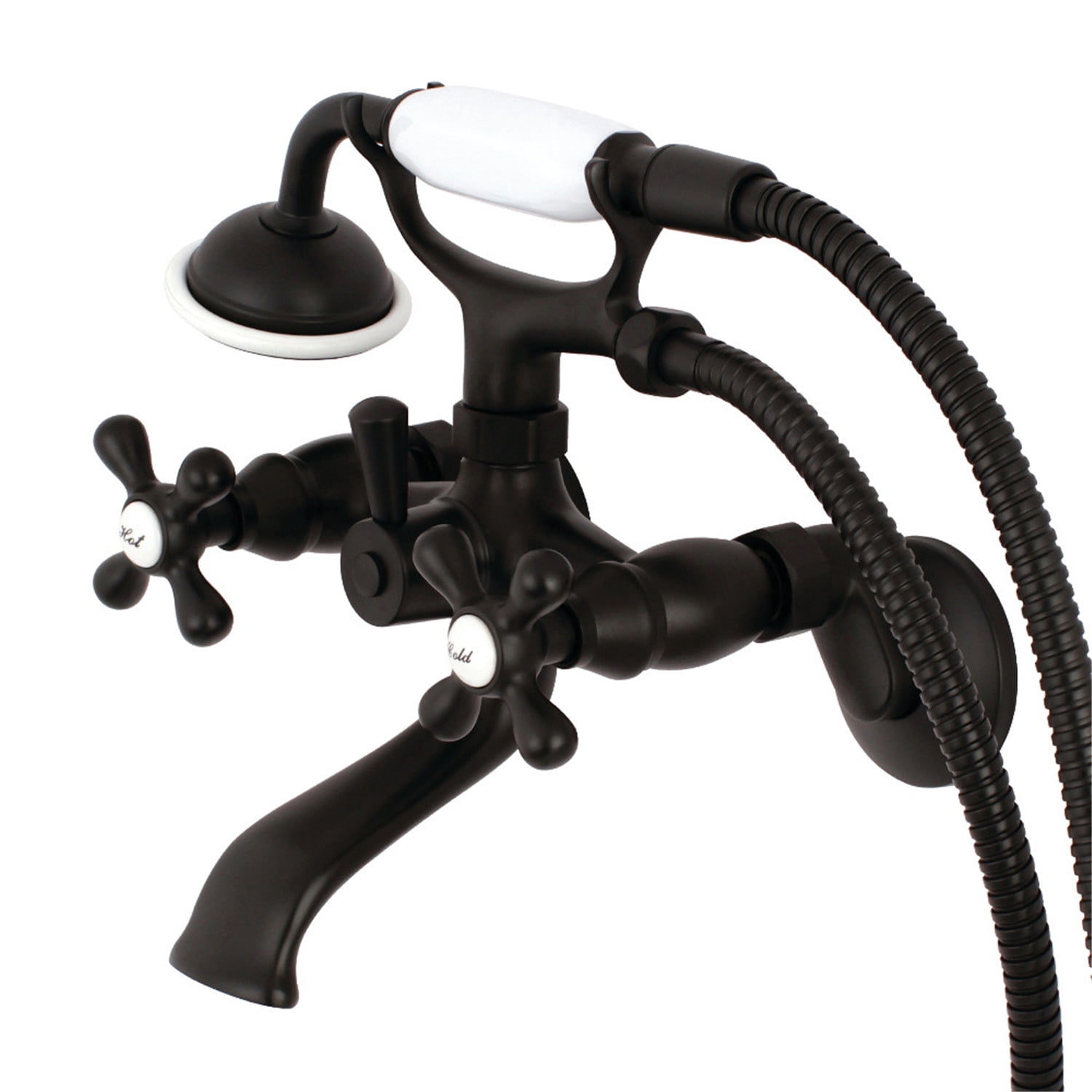 Kingston Brass Wall-Mount Clawfoot Tub Faucets In Matte Black Finish KS265MB