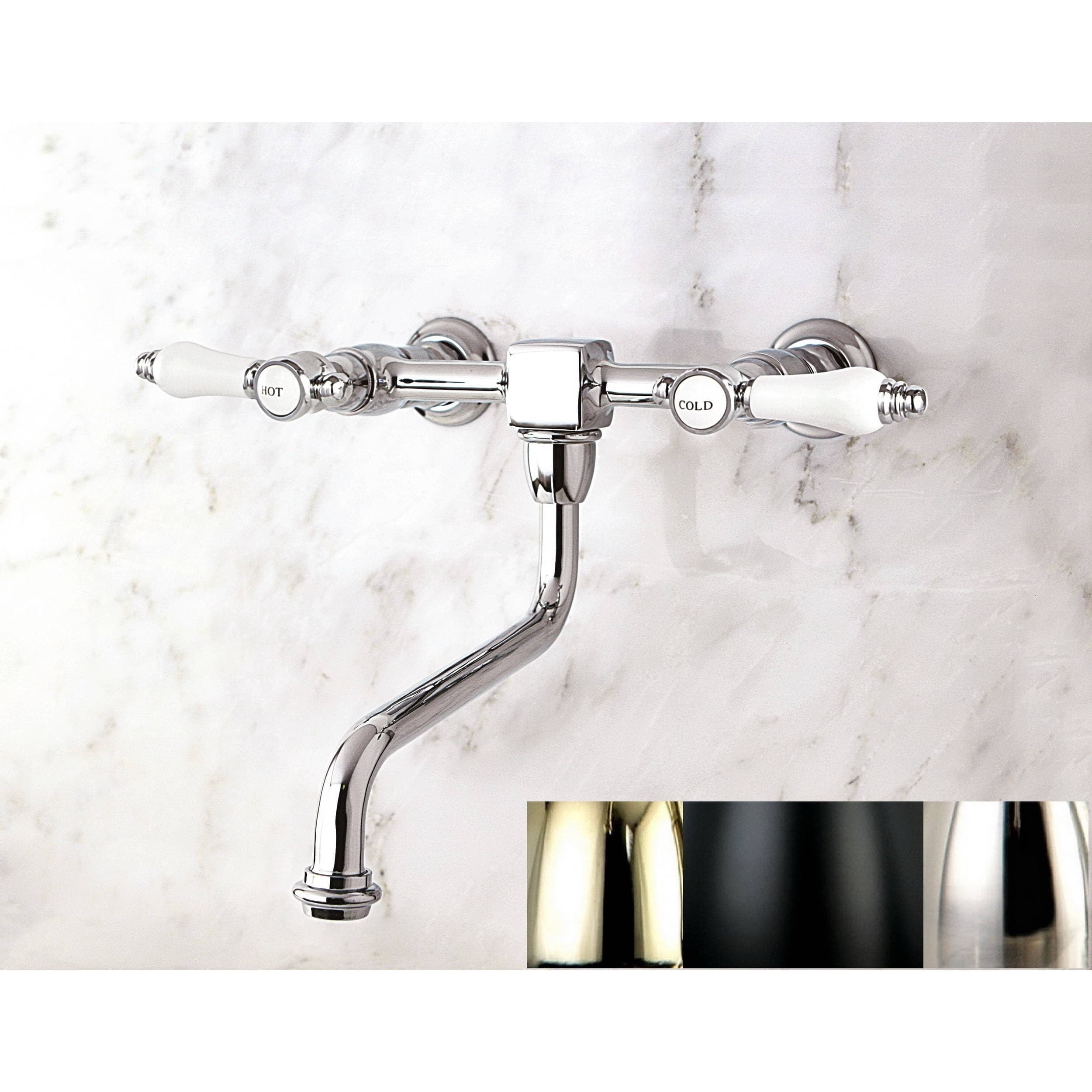 Kingston Brass KS3128GL Vintage Wall Mount Vessel Sink Faucet - 8-5/16 Inch Centerset, Brushed Nickel
