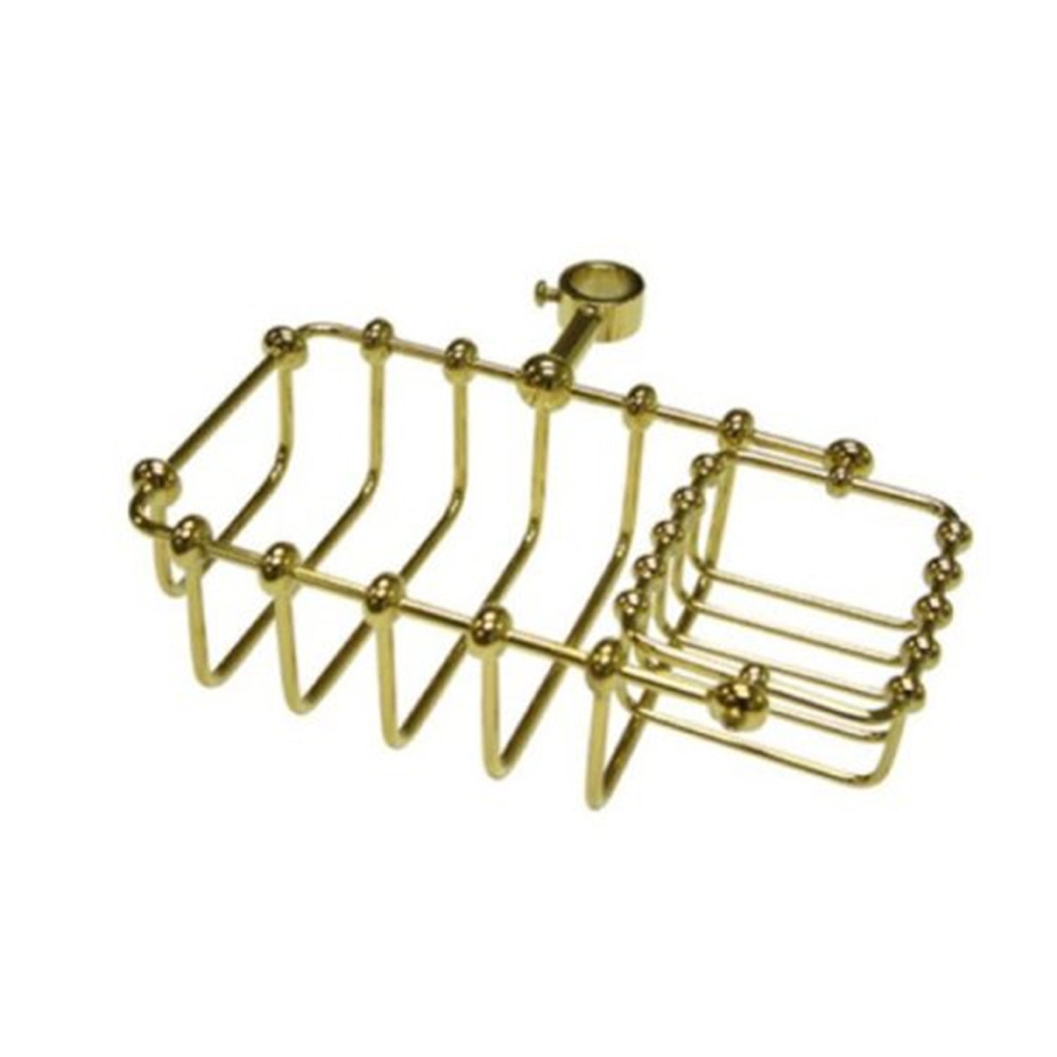 Polished Brass 7-Inch Riser Mount Soap and Sponge Basket