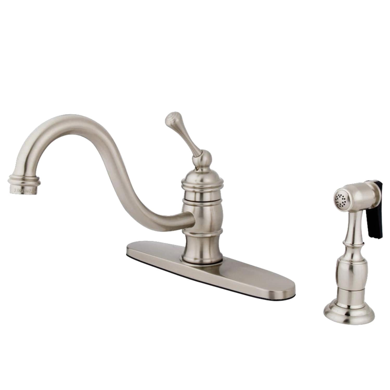 Gourmetier American Classic Single-Handle Kitchen Faucet With Brass Sprayer - Brushed Nickel Finish 4 thumbnail image