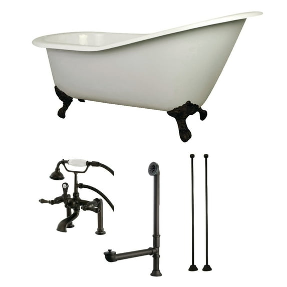 Kingston Brass Vintage Slipper 61-inch Cast-iron Clawfoot Tub with Faucet Combo