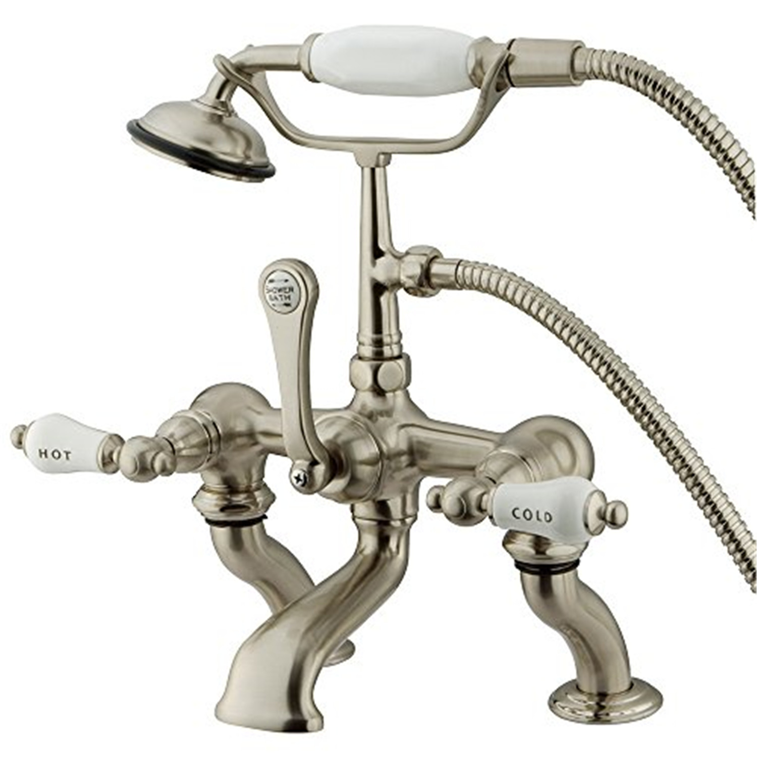 Kingston Brass CC413T8 Vintage Adjustable 3-3/8 - 10 Center Deck Mount Clawfoot Tub Filler with Hand Shower