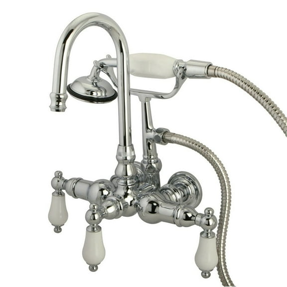 Kingston Brass Vintage 3-3/8 Wall Mount Clawfoot Tub Filler with Hand Shower, CC