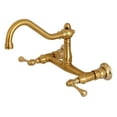 thumbnail image 1 of Kingston Brass Vintage Two-Handle 2-Hole Wall Mount Bathroom Faucet Brushed Brass Brushed, 1 of 5