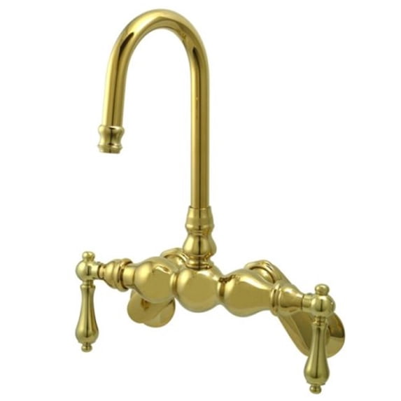 Kingston Brass Vintage Wall Mount Clawfoot Tub Filler, CC81T2, Polished Brass