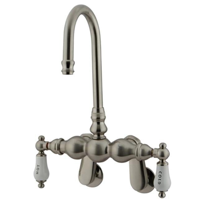 Kingston Brass CC85T8 Vintage Leg Tub Filler With Wall Angle Arm - Brushed Nickel, Ceramic Disc Valves, Solid Brass