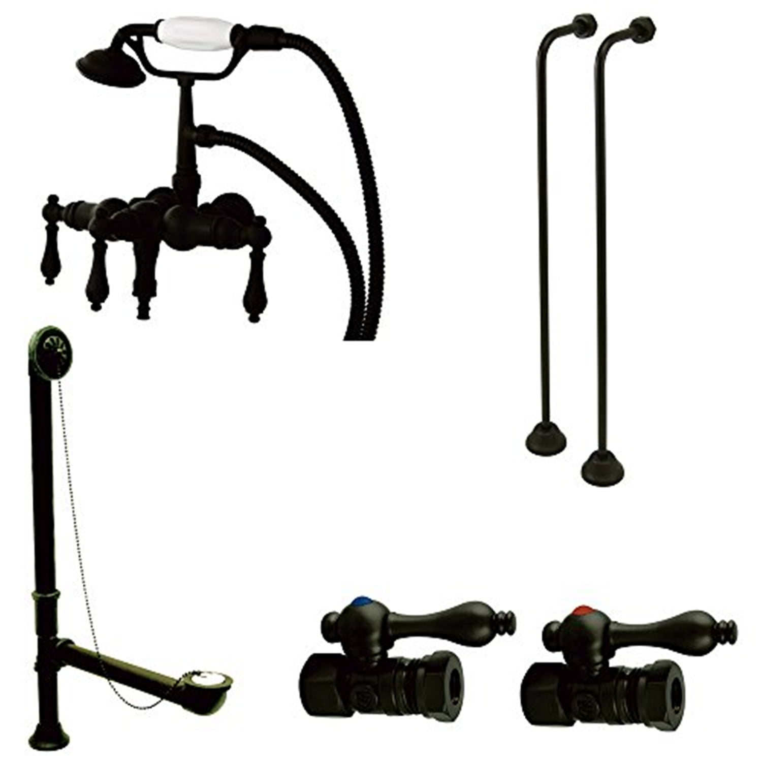 Vintage Bronze Wall Mount Clawfoot Tub Faucet Package
