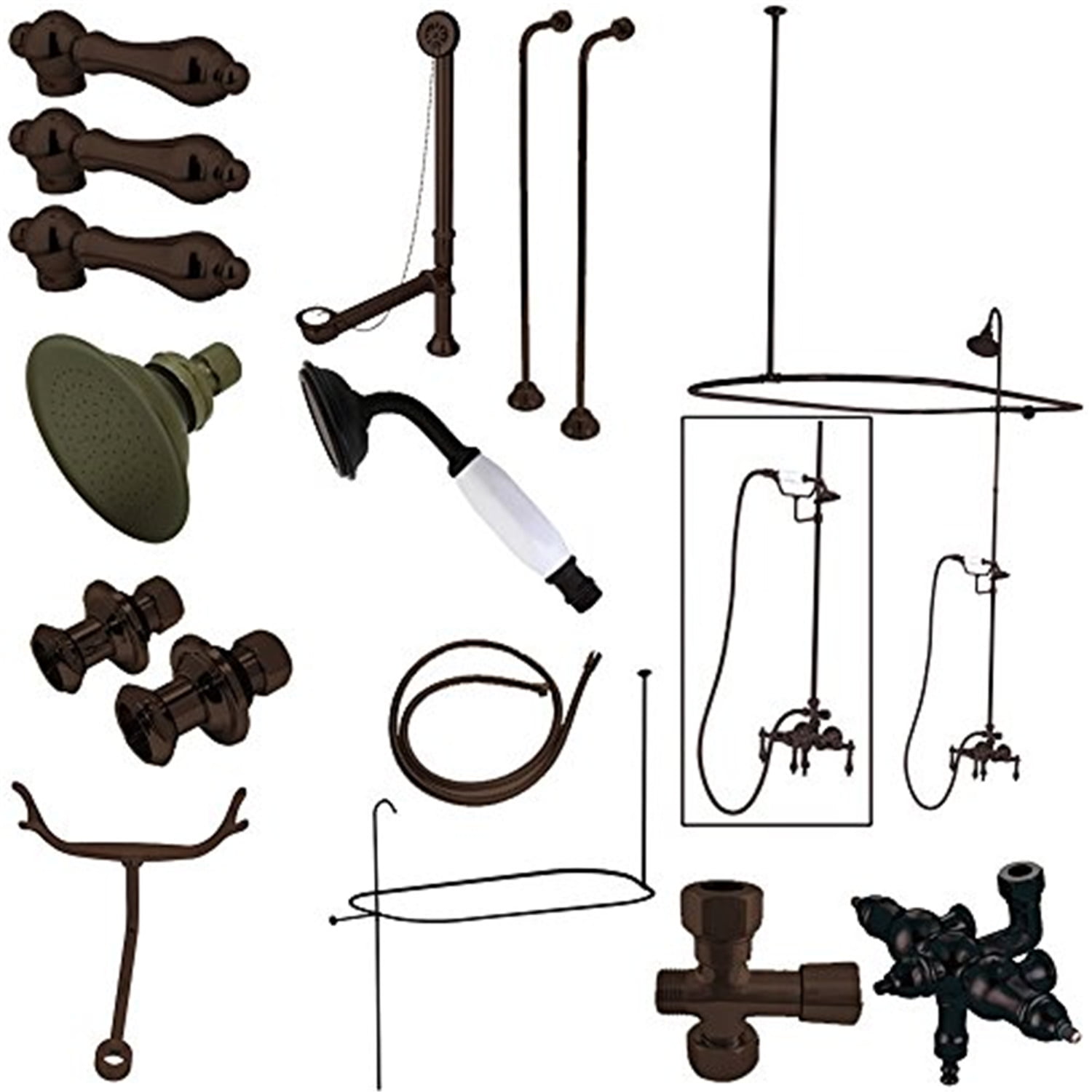 Oil Rubbed Bronze Multi-Head Handheld Clawfoot Tub Faucet Package