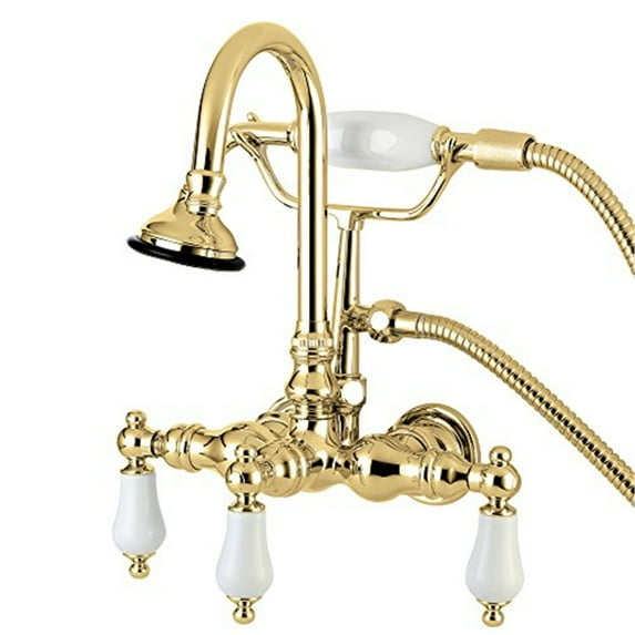 Aqua Vintage AE11T2 Vintage Wall Mount Clawfoot Tub Faucet, Polished Brass - Polished Brass