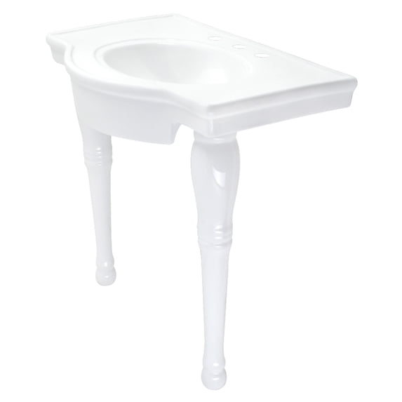 Kingston Brass VPB1318 Templeton 31" Ceramic Console Sink and Legs (8-Inch, 3-Hole), White