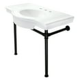 thumbnail image 1 of Kingston Brass VPB1370ST Templeton 37" Ceramic Console Sink with Stainless Steel Legs (8-Inch, 3-Hole), White/Matte Black, 1 of 5