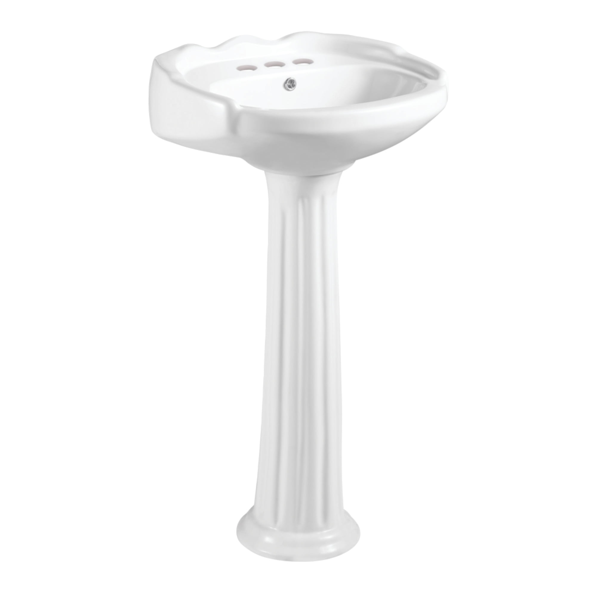 Glossy White Ceramic Pedestal Sink with U-Shaped Basin