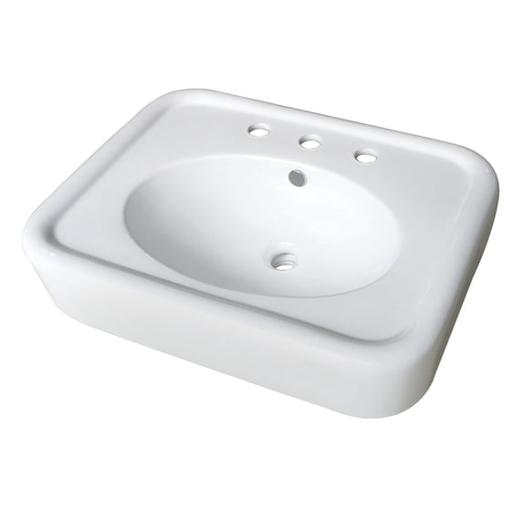 Kingston Brass VPB2268B Robert 26-Inch Ceramic Console Sink Top (8-Inch, 3-Hole) in White