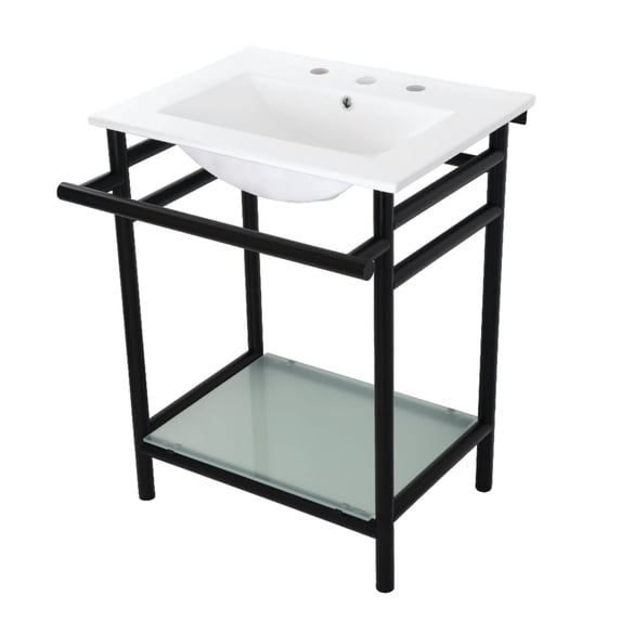 Kingston Brass VPB24187W80 24" Rectangular Ceramic, Glass, Stainless Steel Console