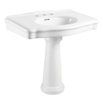 Kingston Brass VPB3538 Sovereign 35-Inch Ceramic Pedestal Sink (8-Inch, 3-Hole) in Glossy White