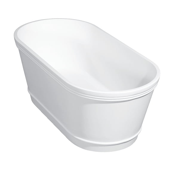 Kingston Brass VRTDE612922 60-Inch Solid Surface Oval Double Ended Freestanding Tub with Drain in Glossy White/Matte White