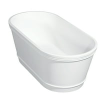 Kingston Brass VRTDE612922 60" Solid Surface Oval Double Ended Freestanding Tub with Drain, Glossy White/Matte White