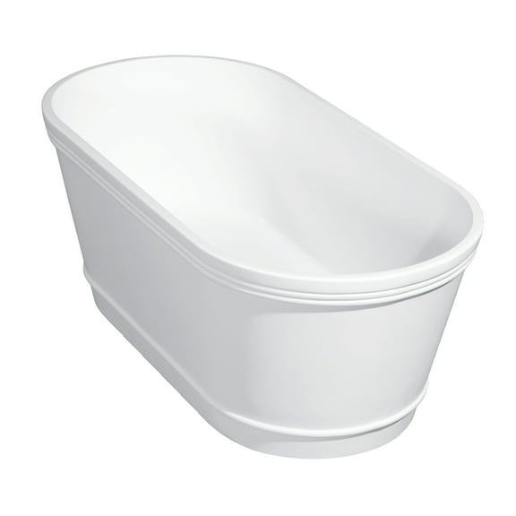 Kingston Brass VRTDE612922 60" Solid Surface Oval Double Ended Freestanding Tub with Drain, Glossy White/Matte White