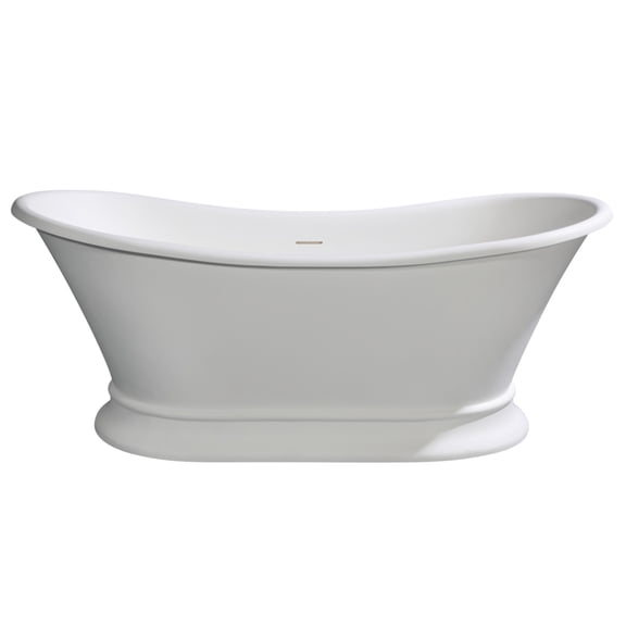 Aqua Eden VRTDS683027 68-Inch Solid Surface Oval Double Slipper Pedestal Tub with Drain (No Faucet Drillings) in Matte White/Glossy White