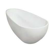 Kingston Brass VRTOV713422 72" Solid Surface Egg Shaped Double Ended Freestanding Tub with Drain, Glossy White/Matte White