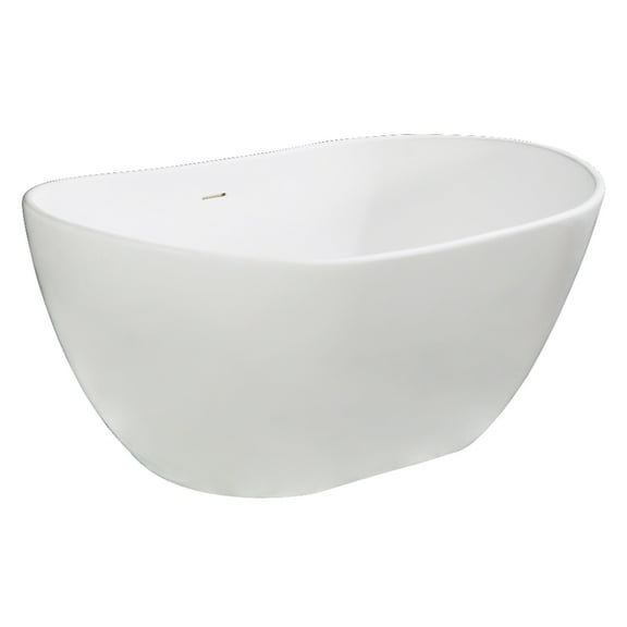 Kingston Brass VRTRS573224 57" Solid Surface Oval Double Slipper Freestanding Tub with Drain, Matte White