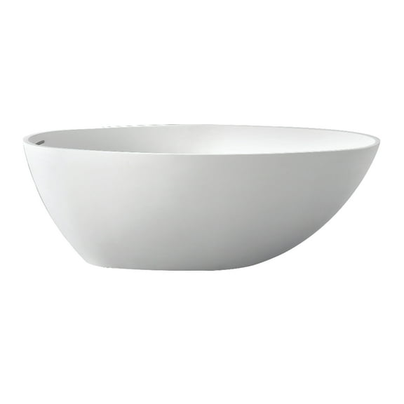 Kingston Brass VRTRS633022 63-Inch Solid Surface Egg Shaped Double Ended Freestanding Tub with Drain in Matte White