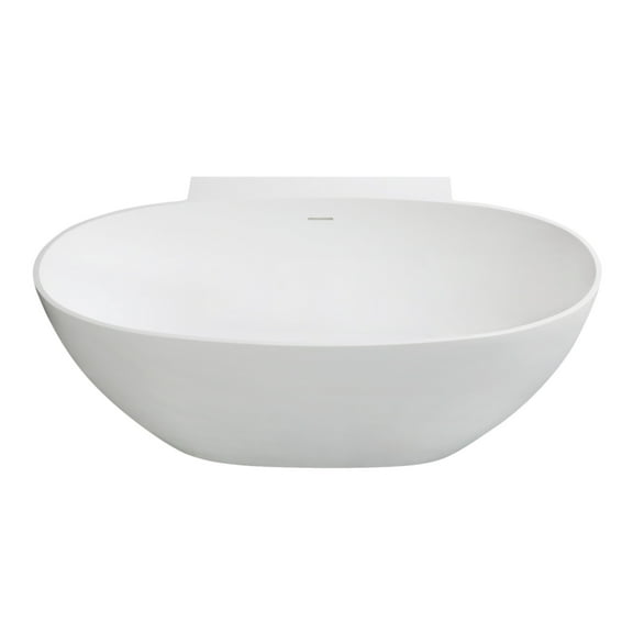 Kingston Brass VRTRS633522 63-Inch Solid Surface Oval Double Ended Freestanding Tub with Drain in Matte White