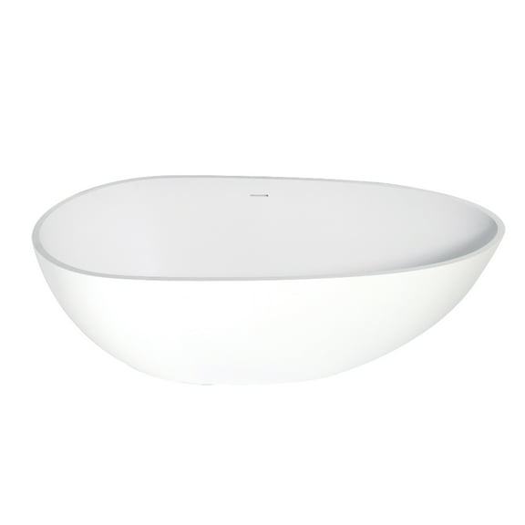 Kingston Brass VRTRS673422 67" Solid Surface Egg Shaped Double Ended Freestanding Tub with Drain, Matte White