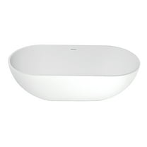 Kingston Brass VRTRS703520 70" Solid Surface Oval Double Ended Freestanding Tub with Drain, Matte White