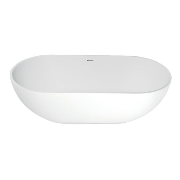 Kingston Brass VRTRS703520 70" Solid Surface Oval Double Ended Freestanding Tub with Drain, Matte White