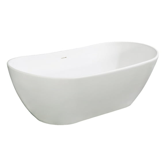 Kingston Brass VRTRS723223 72" Solid Surface Oval Double Slipper Freestanding Tub with Drain, Matte White