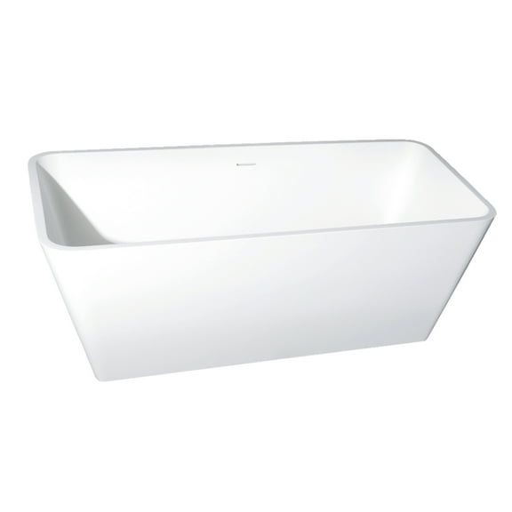 Kingston Brass VRTSQ592722 59" Solid Surface Rectangular Double Ended Freestanding Tub with Drain, Matte White