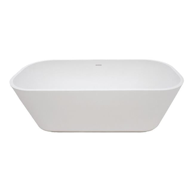Matte White Solid Surface Freestanding Soaking Tub with Drain