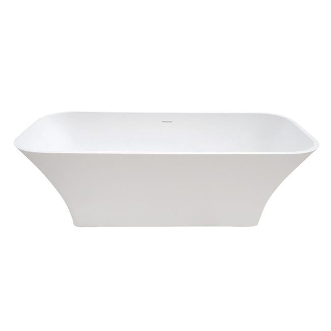 Matte White Solid Surface Freestanding Tub with Drain