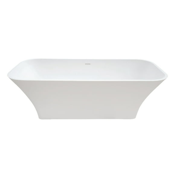 Kingston Brass VRTSQ683222 68-Inch Solid Surface Rectangular Double Ended Freestanding Tub with Drain in Matte White