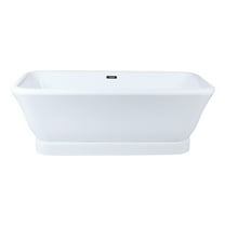 Aqua Eden VTDE713524WA 71-Inch Acrylic Oval Rectangular Double Ended Pedestal Tub with Drain (No Faucet Drillings) in Glossy White