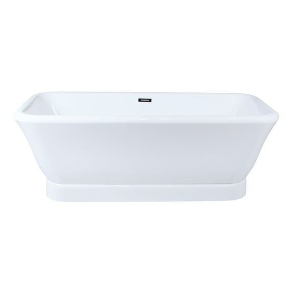 Aqua Eden VTDE713524WA 71-Inch Acrylic Oval Rectangular Double Ended Pedestal Tub with Drain (No Faucet Drillings) in Glossy White