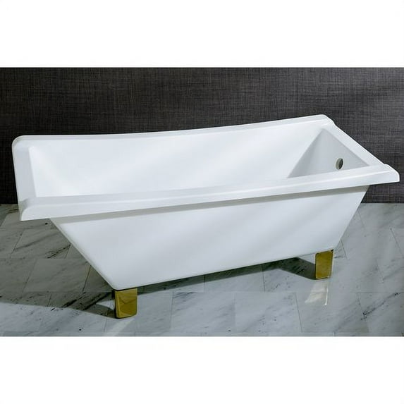 Kingston Brass Aqua Eden 67" Acrylic Clawfoot Square Tub with Polished Brass Feet