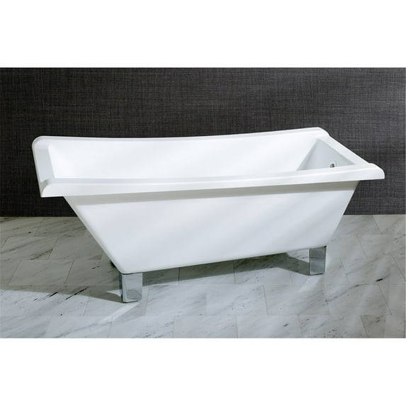 Kingston Brass Aqua Eden 67" Acrylic Clawfoot Square Tub with Chrome Feet